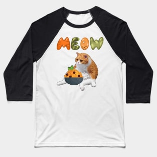 Funny Cat eating spaghetti Baseball T-Shirt